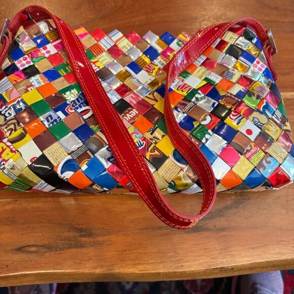 Nahui Ollin Handcrafted Sustainable Recycled Tutti Fruitti Shoulder Bag - Picture 10 of 12